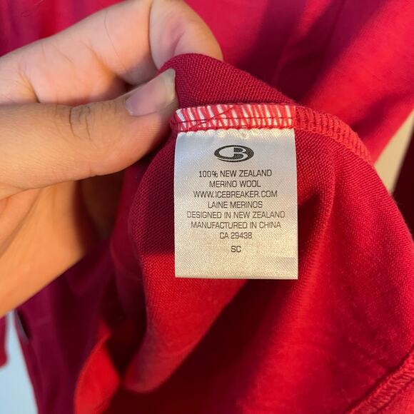 Icebreaker Merino Wool SZ MEDIUM 1/4 Zip Technical Base Layer Bodyfit 260 Red - Picture 7 of 9